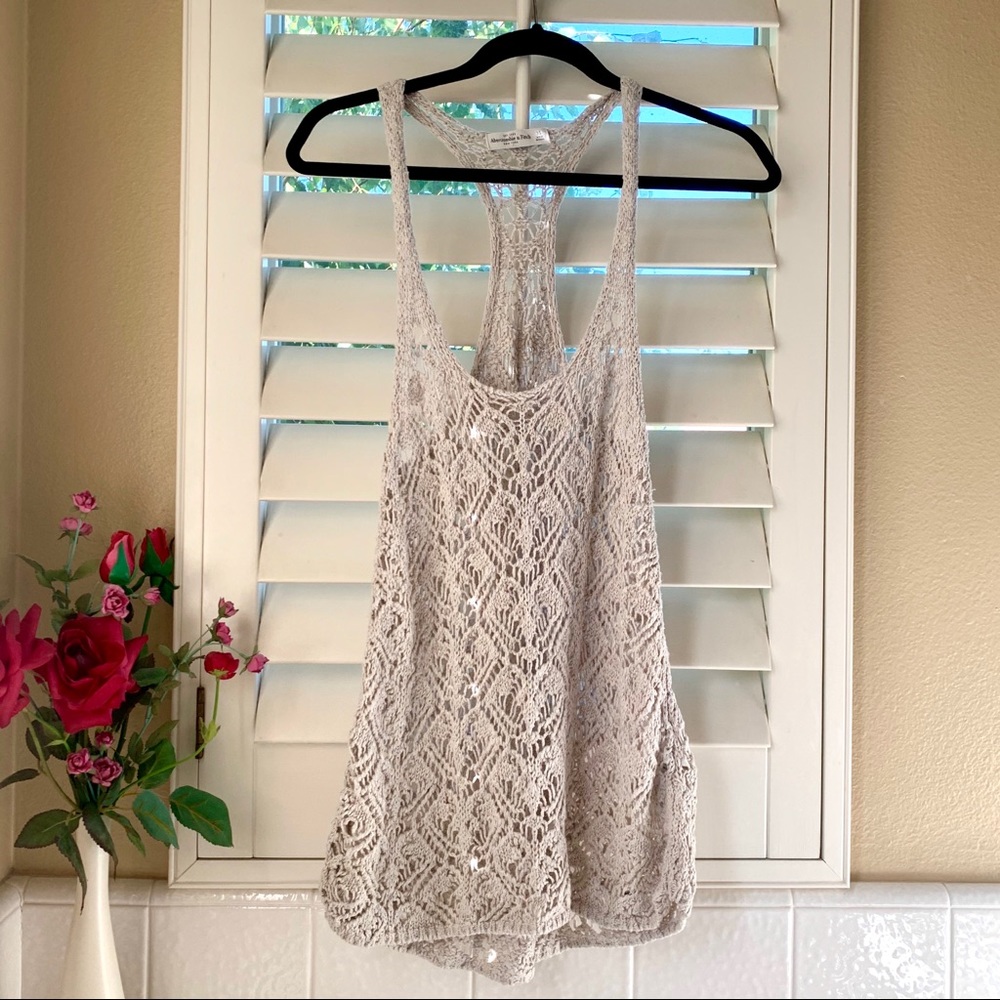 A&F Long Crochet Tank Top Sweater (Size XS)